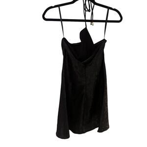 Runaway The Label Black Jacquard Print Halter Mini Dress Sz 4